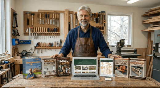 Woodworker following a detailed plan to build a project